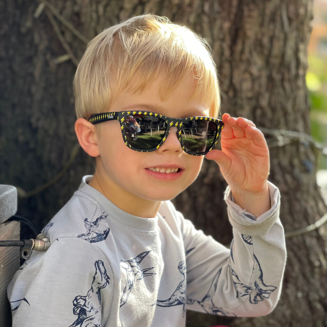 Lightning Never Strikes Twice - Lightening Bolt Print Sunglasses For Kids